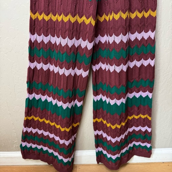 NWT M MISSONI Wide Leg Knit Jumpsuit Long Overalls Zig Zag Pattern V-Neck XS - Picture 12 of 16
